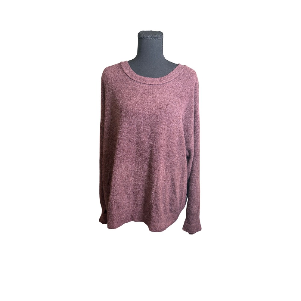 Barefoot Dreams Sweater Petite 1X Purple CozyChic Lite Knit Pullover BDWNV22608